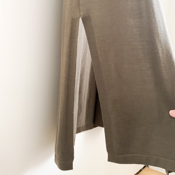Theory Torina Army Green Long Sleeveless Merino Wool Duster Cardigan Sweater Sm - Picture 9 of 9